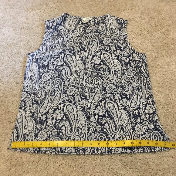 Tilley Navy Paisley 100% Cotton Tunic Neck Tank Top - Picture 12 of 13